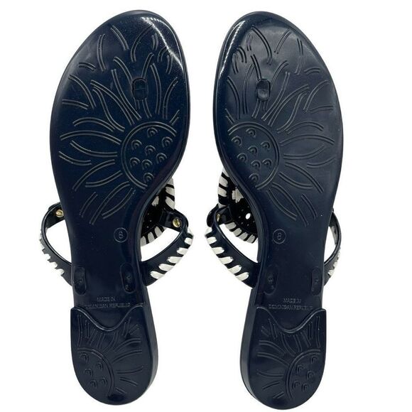 Jack Rogers Striped Georgica Jelly Sandals Midnight/White Size 8 - Picture 5 of 8